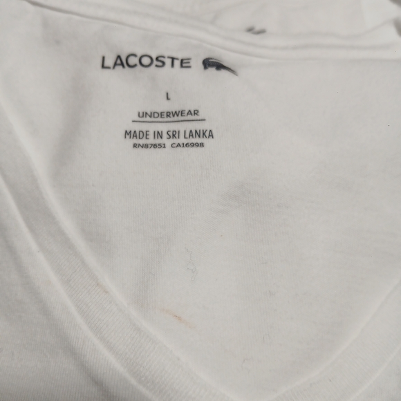 Lacoste Men's V-Neck White Undershirt - Picture 7 of 8